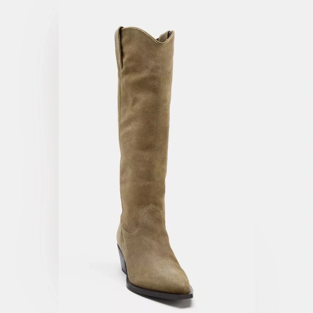 Zara Over the Knee Tan Boots